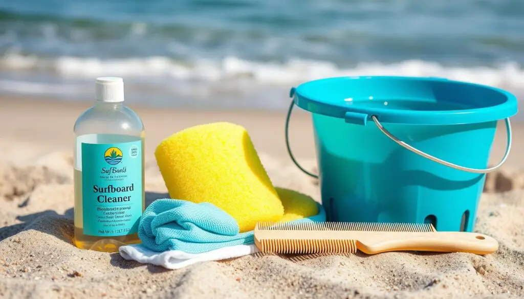 Surfboard cleaning supplies